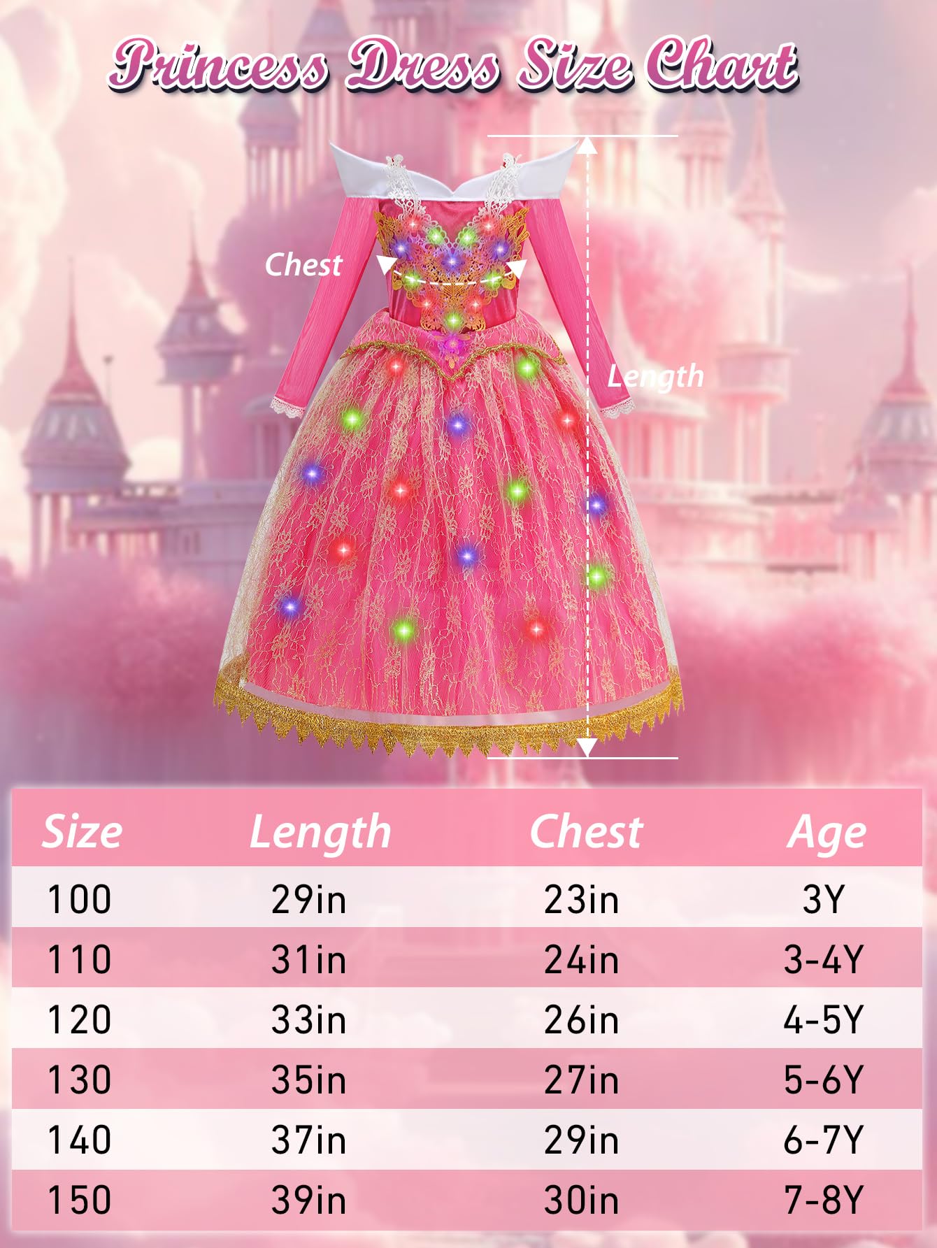 Enchanted Illuminated Princess Dress – Pink Light-Up Costume for Halloween, Birthdays, Carnival & Cosplay