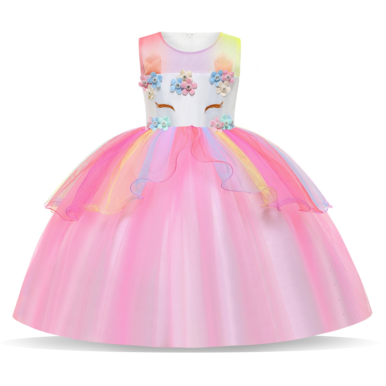 Vestido Unicornio Niña - Vestido Princesa con Diadema Rainbow Pink