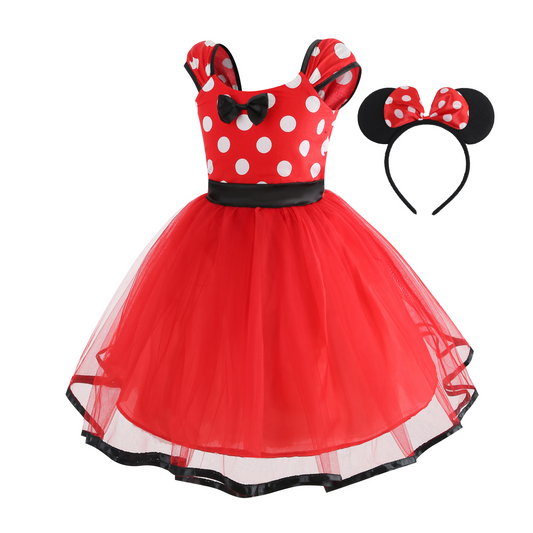 Minnie-Maus-Kleid für Mädchen, Mickey-Kostüm, Kostümparty, Geburtstag 