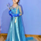 Halloween Frozen Costume Elsa - Princesse Robe à manches longues avec tous les accessoires Set | bleu Foierp