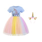 Girls Unicorn Dress - T-shirt Jupe Robe avec bandeau arc-en-ciel | Foierp