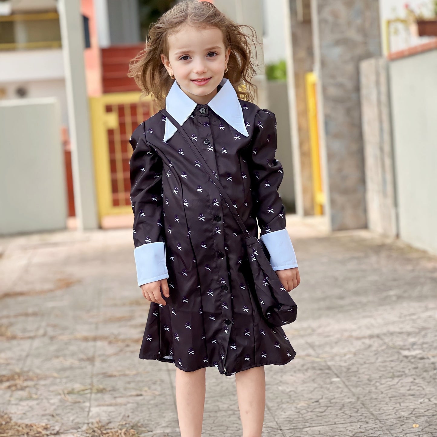 Wednesday Addams Costume Girls Dress for Kids Black