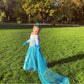 Halloween Frozen Costume Elsa - Abito principessa maniche lunghe con tutti gli accessori Set Blu | Foierp