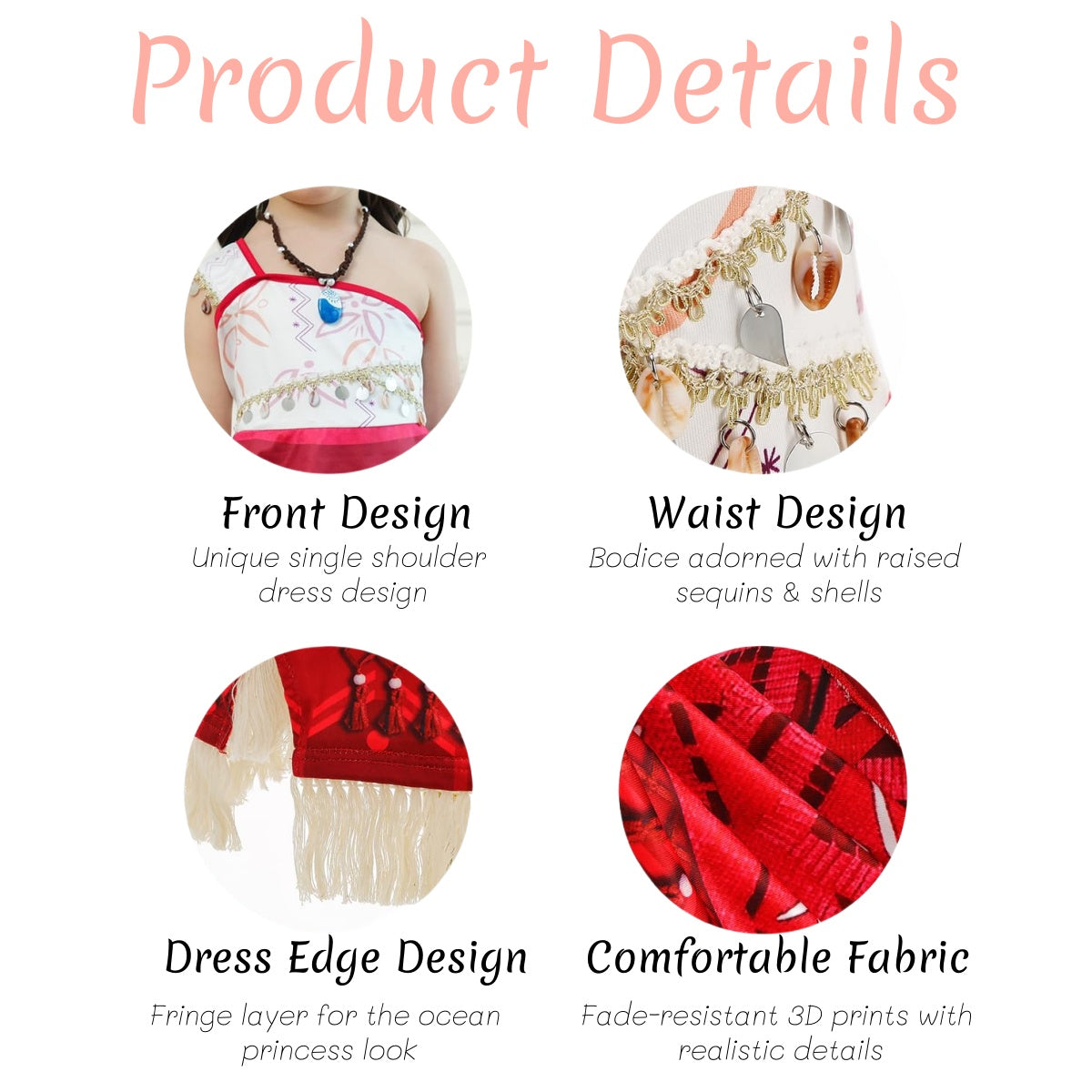 Princess Dress for Girls | Deluxe Halloween Costume Set with Floral Crown, Hair Clip & Necklace | Party Dress for Ages 3-9