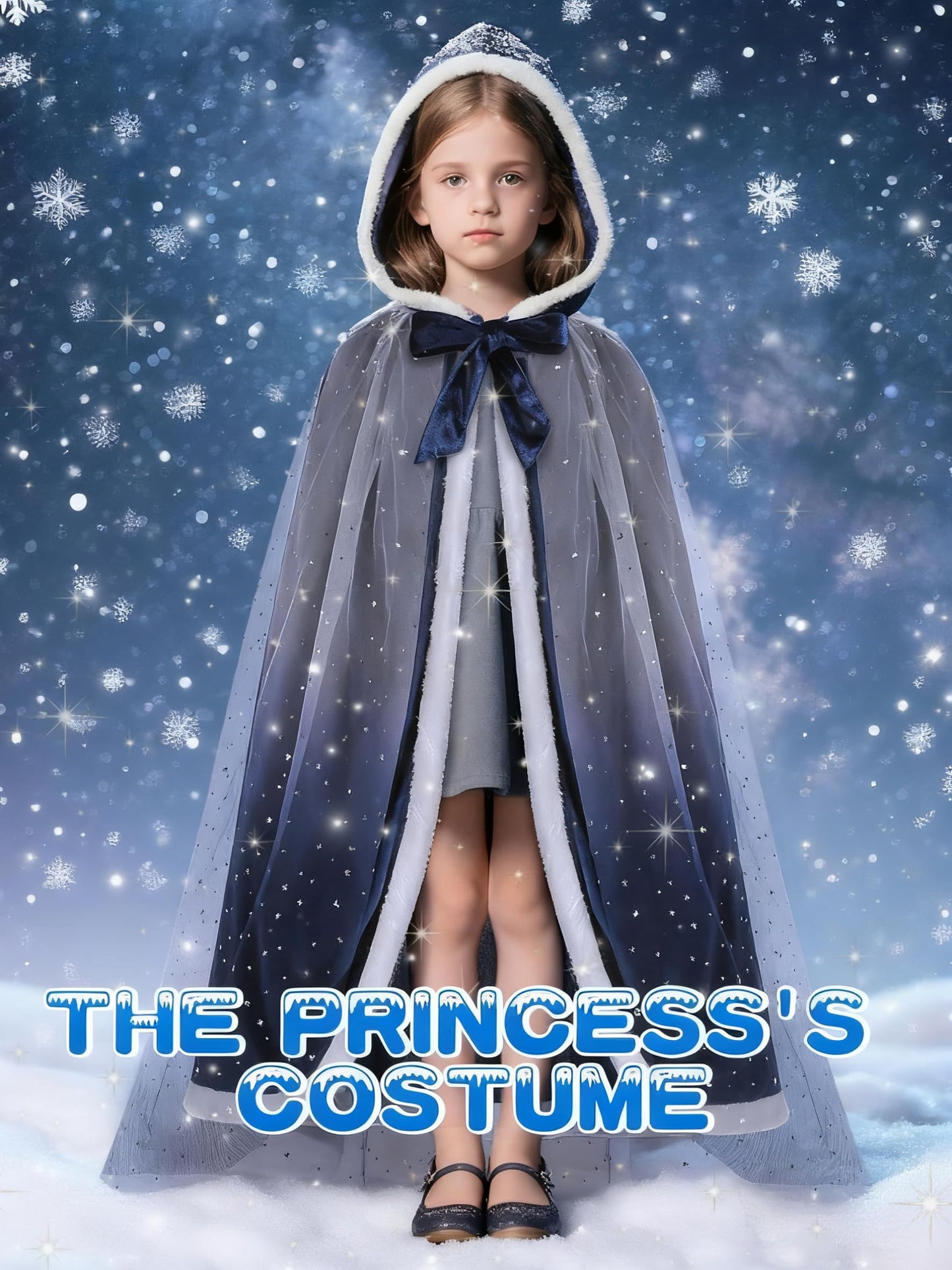 Starry Princess Cape for Girls - Enchanted Velvet Hooded Cloak for Halloween, Christmas, Cosplay & Carnival