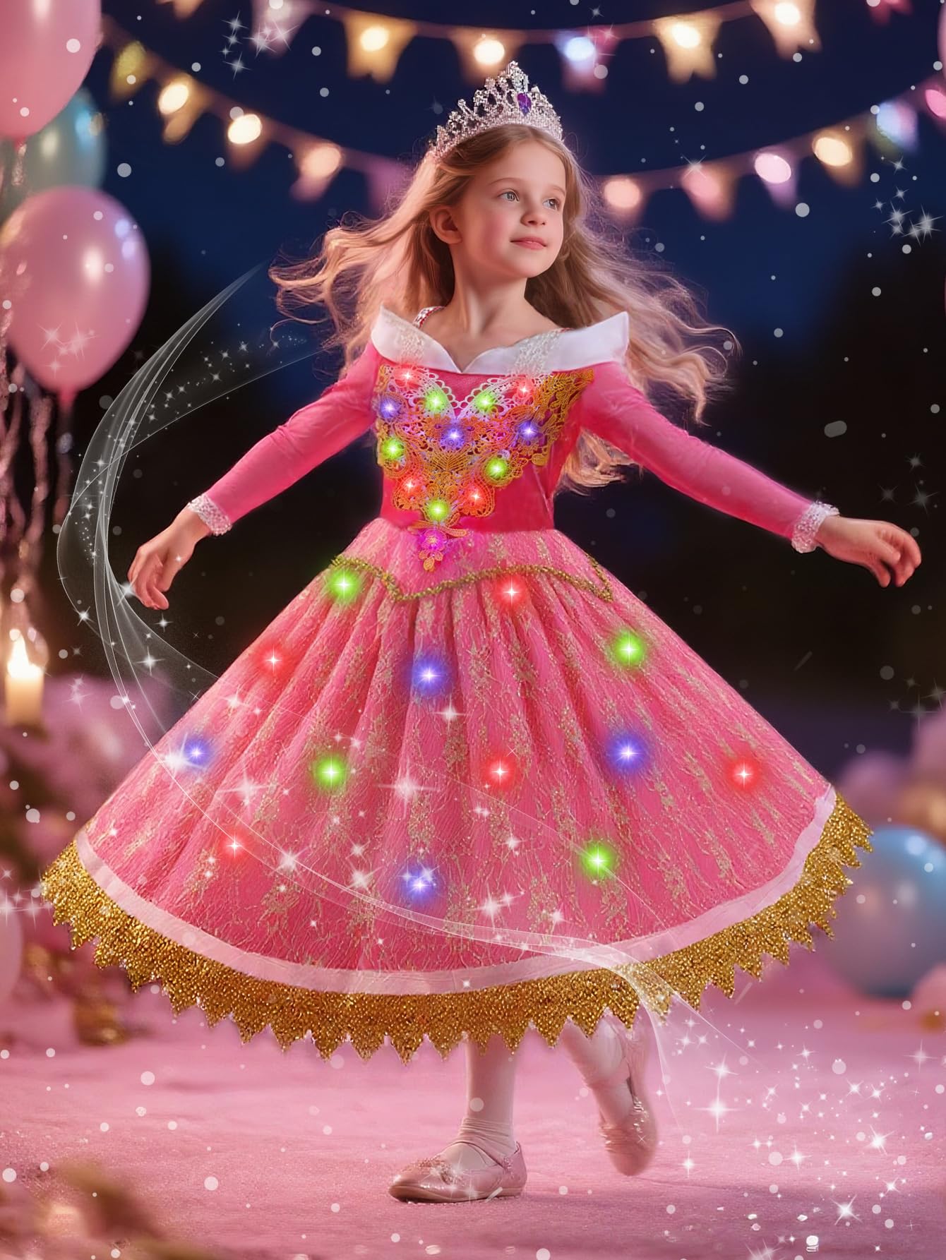 Enchanted Illuminated Princess Dress – Pink Light-Up Costume for Halloween, Birthdays, Carnival & Cosplay