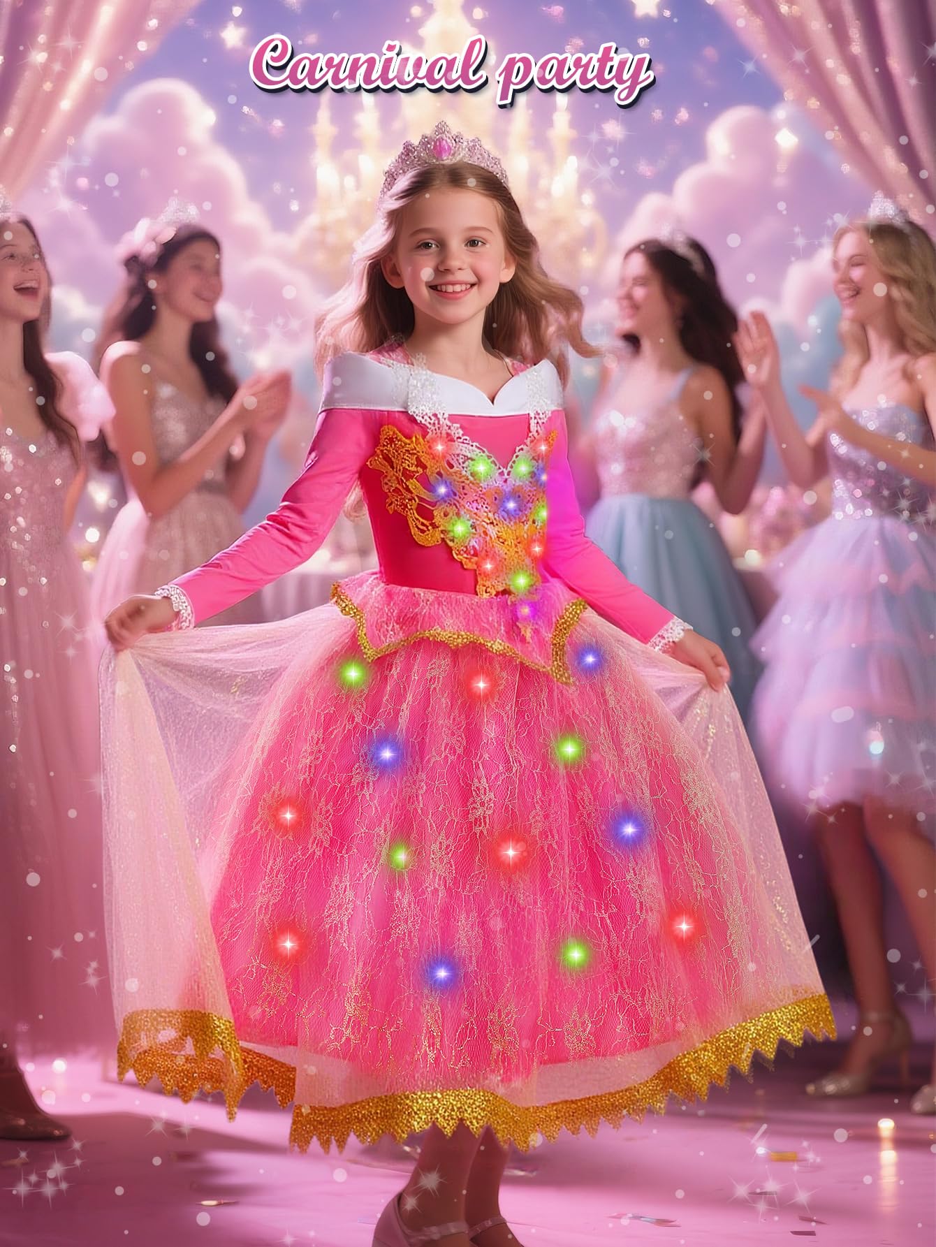 Enchanted Illuminated Princess Dress – Pink Light-Up Costume for Halloween, Birthdays, Carnival & Cosplay