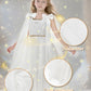Greek Goddess Costume for Girls - Elegant White Halter Neck Gown with Detachable Cape