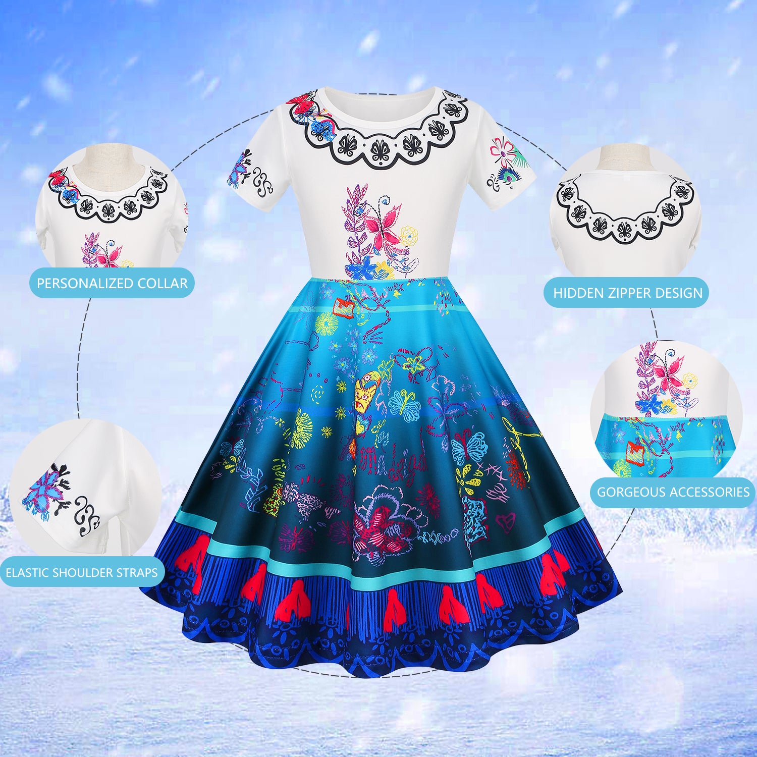 Comme Mirabel Déguisement Carnaval Fille Encanto Robe Cosplay Robe