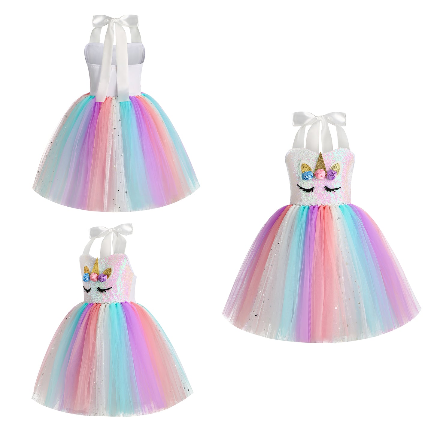 Foierp Tutu Dress Costume for Girls 2-8 Years Dress up for Halloween Christmas Birthday Wedding Party
