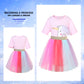 Foierp Girls Unicorn Cosplay Dress - T-shirt Skirt Dress with Headband Pink