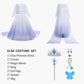 Elsa Dress Up pour filles avec des accessoires Crown Magic Wand (Blanc)