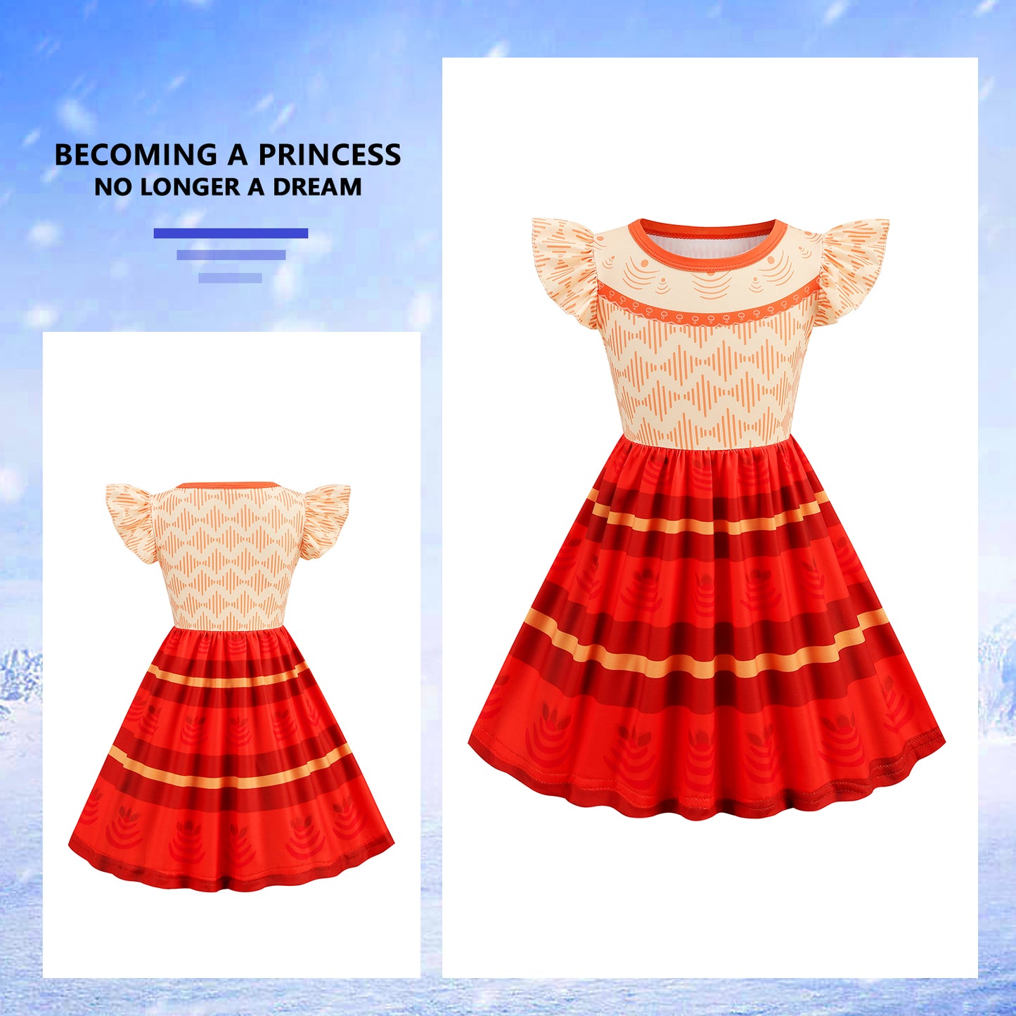 Foierp Cosplay Dress - Costume Dress with Ruffle Sleeves Necklace Red Bow
