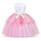 Foierp Girls Fancy Dress - Princess Dress with Headband Rainbow Pink