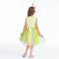 Fancy Girls Unicorn Costume - Robe de princesse avec bandeau arc-en-ciel jaune | Foierp