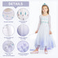 Elsa Dress Up pour filles avec des accessoires Crown Magic Wand (Blanc)
