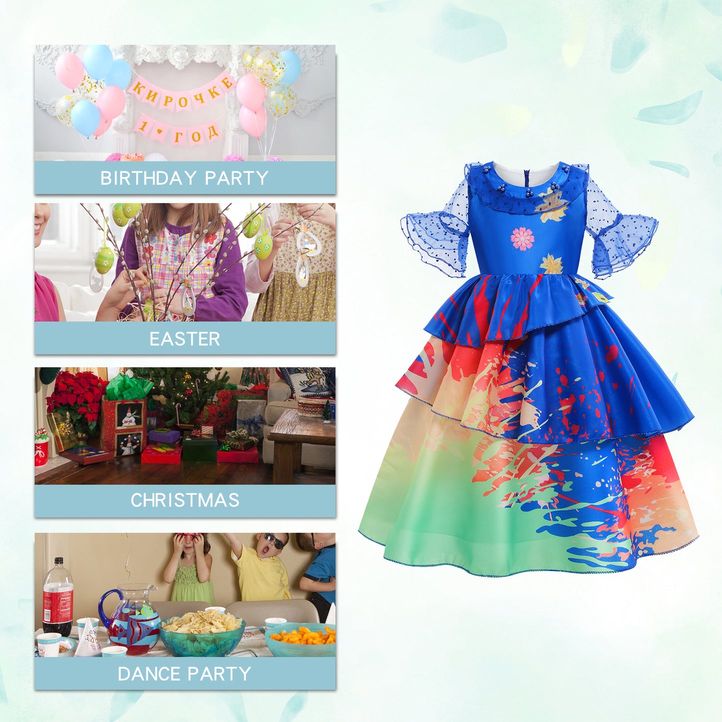 Foierp Girls Dress up - Costume Dress (Blue)