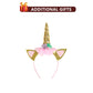 Vestido de cosplay de unicornio para niñas - Vestido de falda tipo camiseta con diadema rosa | Foierp