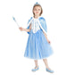 Foierp Halloween Costume Dress - Princess Elsa Dress with Cloak Crown Wand Light Blue