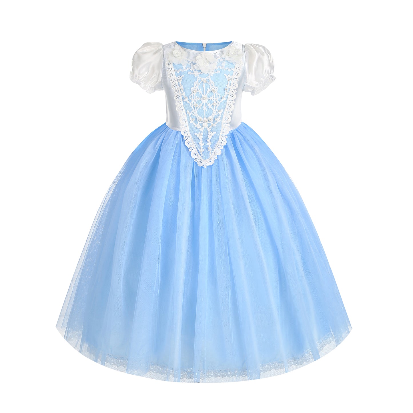 Foierp Halloween Costume Dress - Princess Elsa Dress with Cloak Crown Wand Light Blue